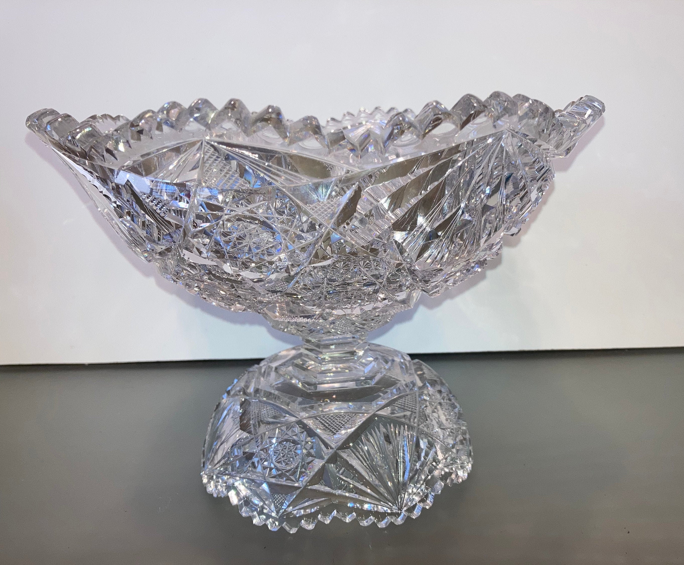 ５５％以上節約 Piece 2 Brilliant American Antique Pedestal ABP Beryl Bowl, アンティーク雑貨