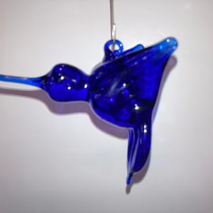 vintage Colibri en verre soufflé, Colibri bleu cobalt, Colibri en verre soufflé, Colibri en verre cobalt, Colibri Ron Ray