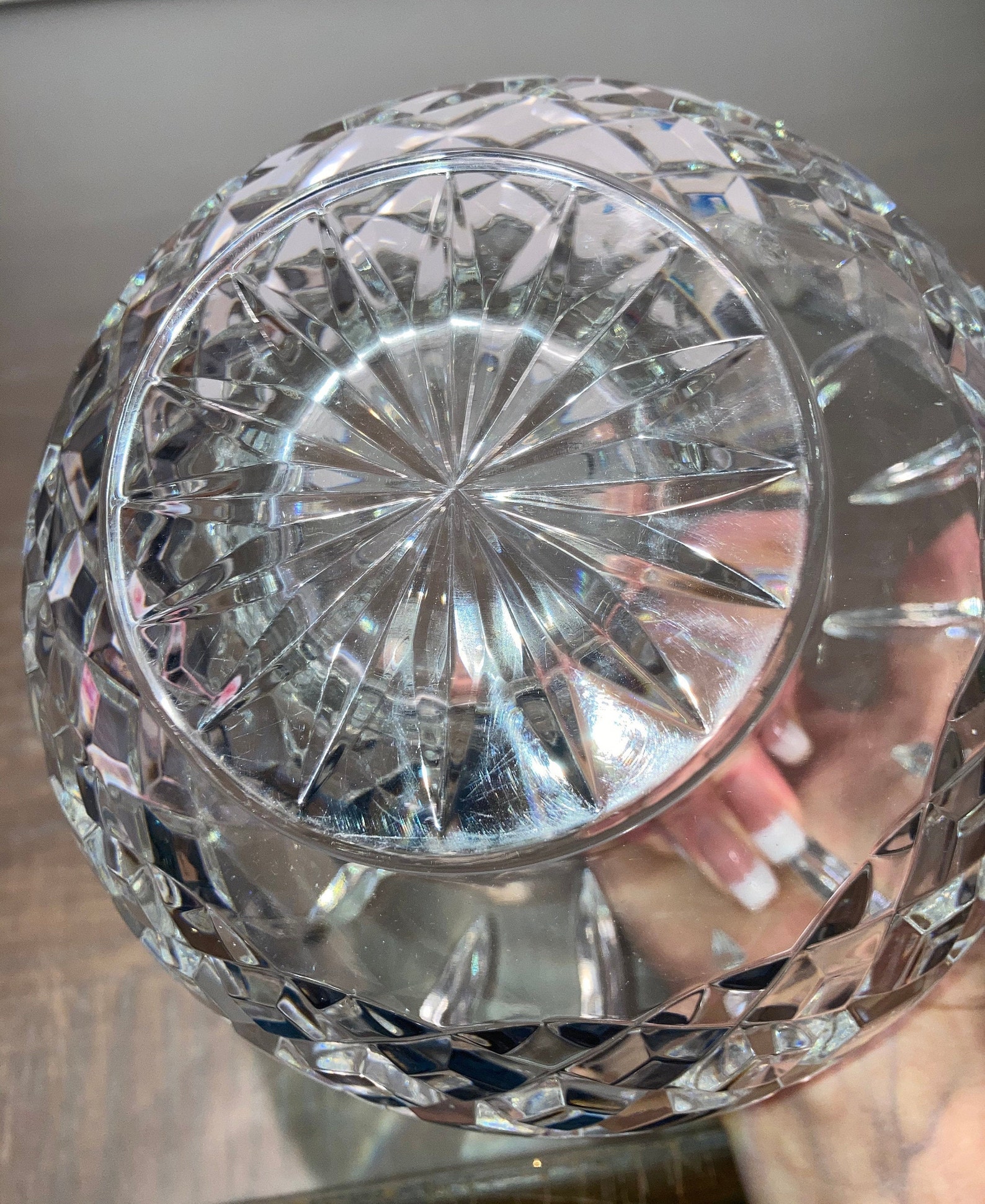 Vintage Crystal Rose Bowl Large Crystal Rose Bowl 6 Etsy