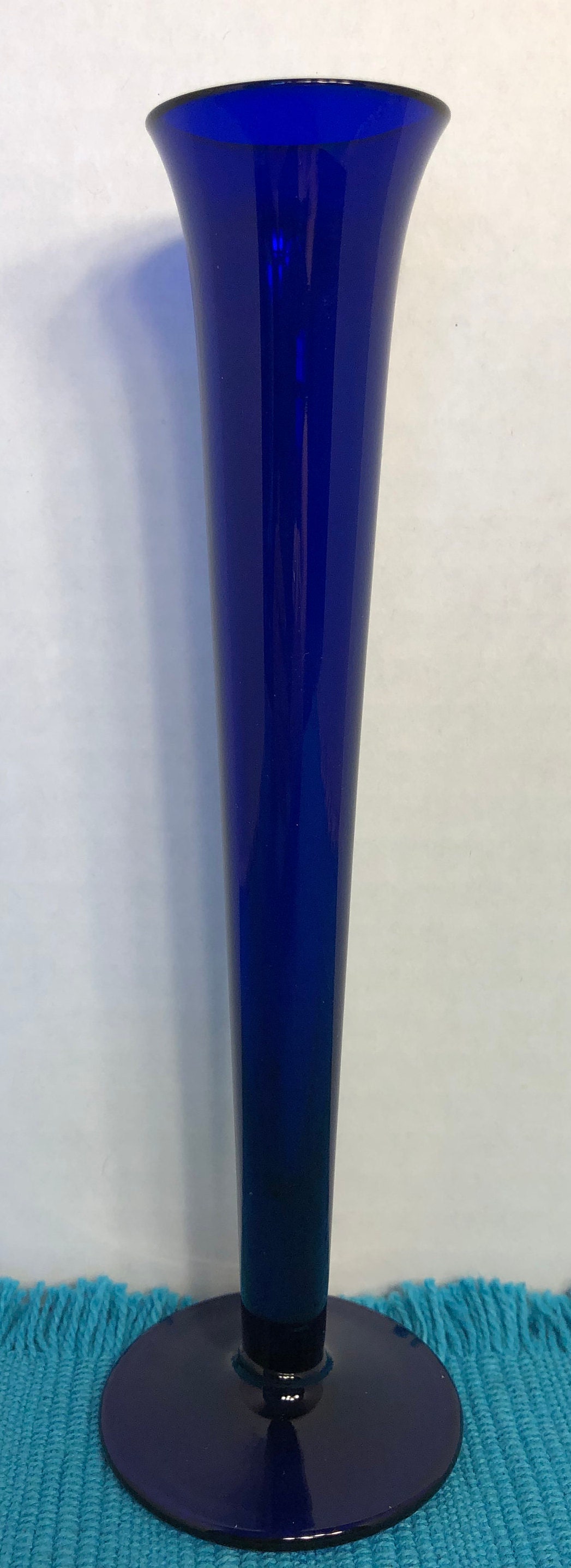Vintage Cobalt Blue Vase Cobalt Glass Long Stem Vase Cobalt Etsy