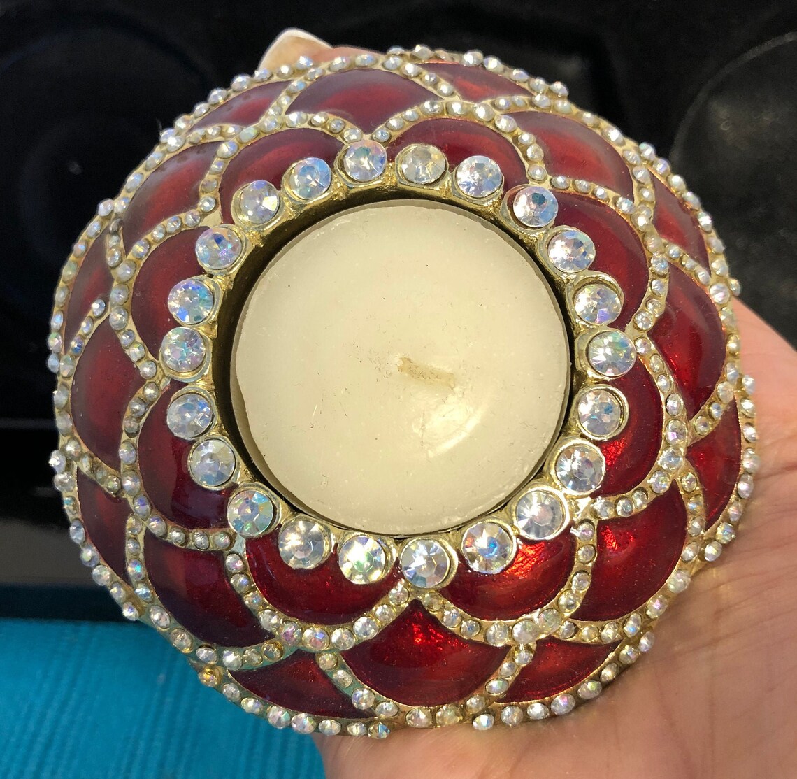 Set of 3 Rhinestone Candle Holders 3 Red Fancy Votive Candle Etsy