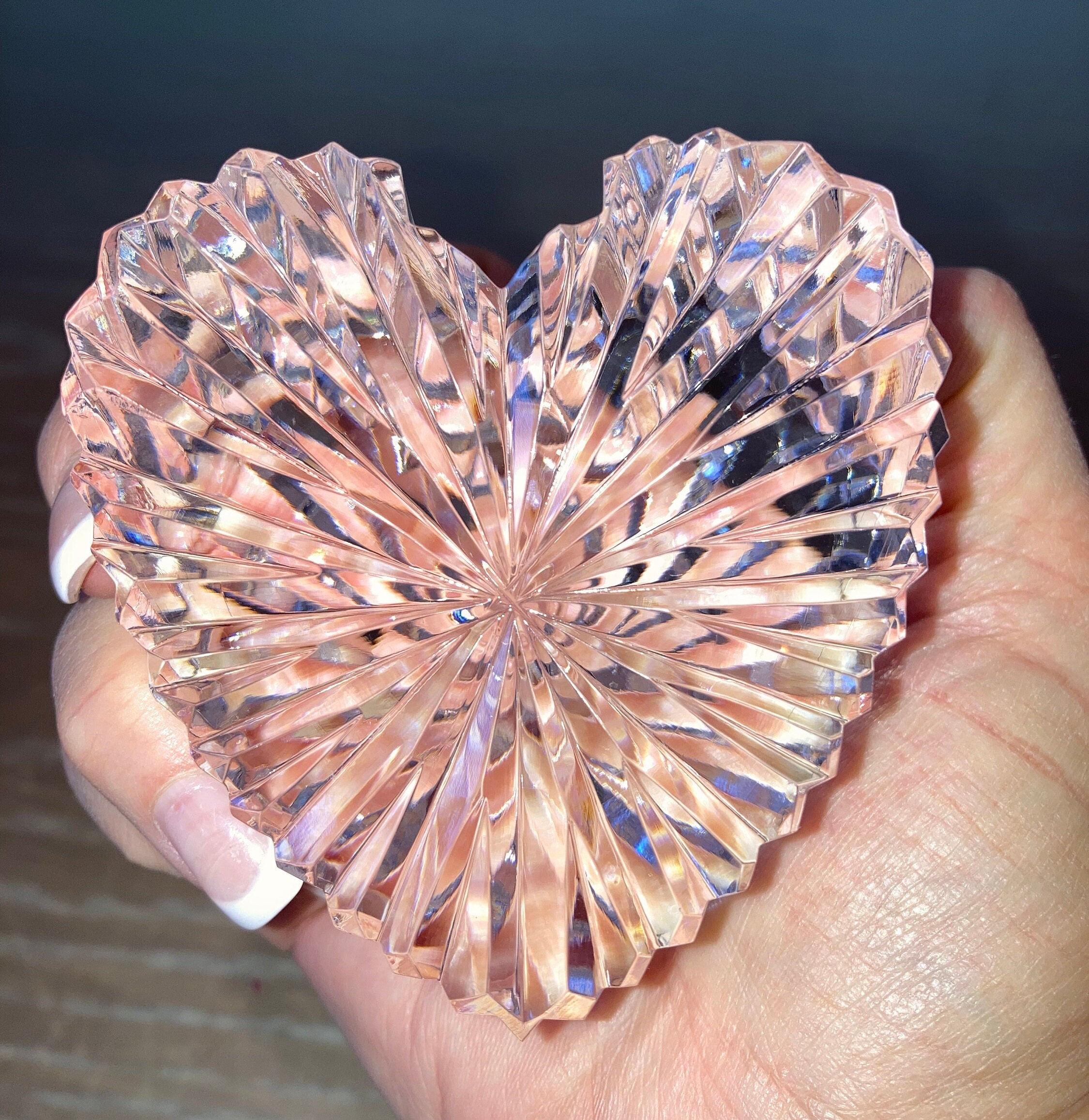 Crystal Graduated Heart, Vintage Heart Paperweight, Fluted Heart ...