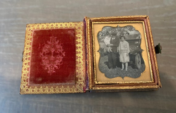 Antique Quarter Plate Photo Book, Antique Inlaid Mother If