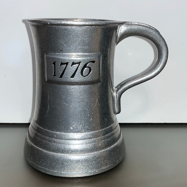 Vintage 1776 Pewter Beer Stein, Wilton Armetale "1776" Tankard, Colonial American Stein, 13 oz, Cast Metal, Mint