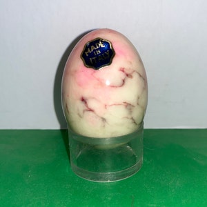 Italian Peach Swirl Marble Egg, Pink White Alabaster Egg Italy, Egg Signed made in Italy, Italian Marble Egg, Pink Peach White Italian Egg