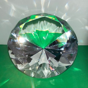 Vintage Glass Diamond Paperweight, Diamond Paperweight, 3&quot; Round Cut Clear Paperweight, Stunning Paperweight, Desk Accessories, READ