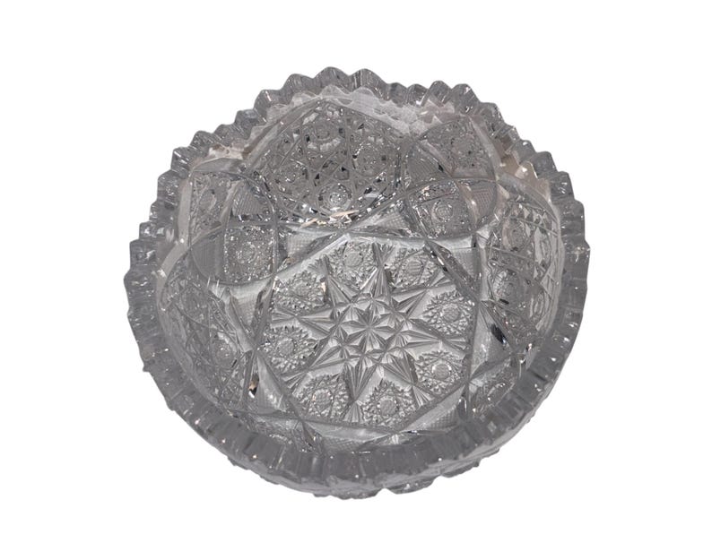 Antique American Brilliant Sawtooth Sauce Dish, ABP Stars Cut Glass ...