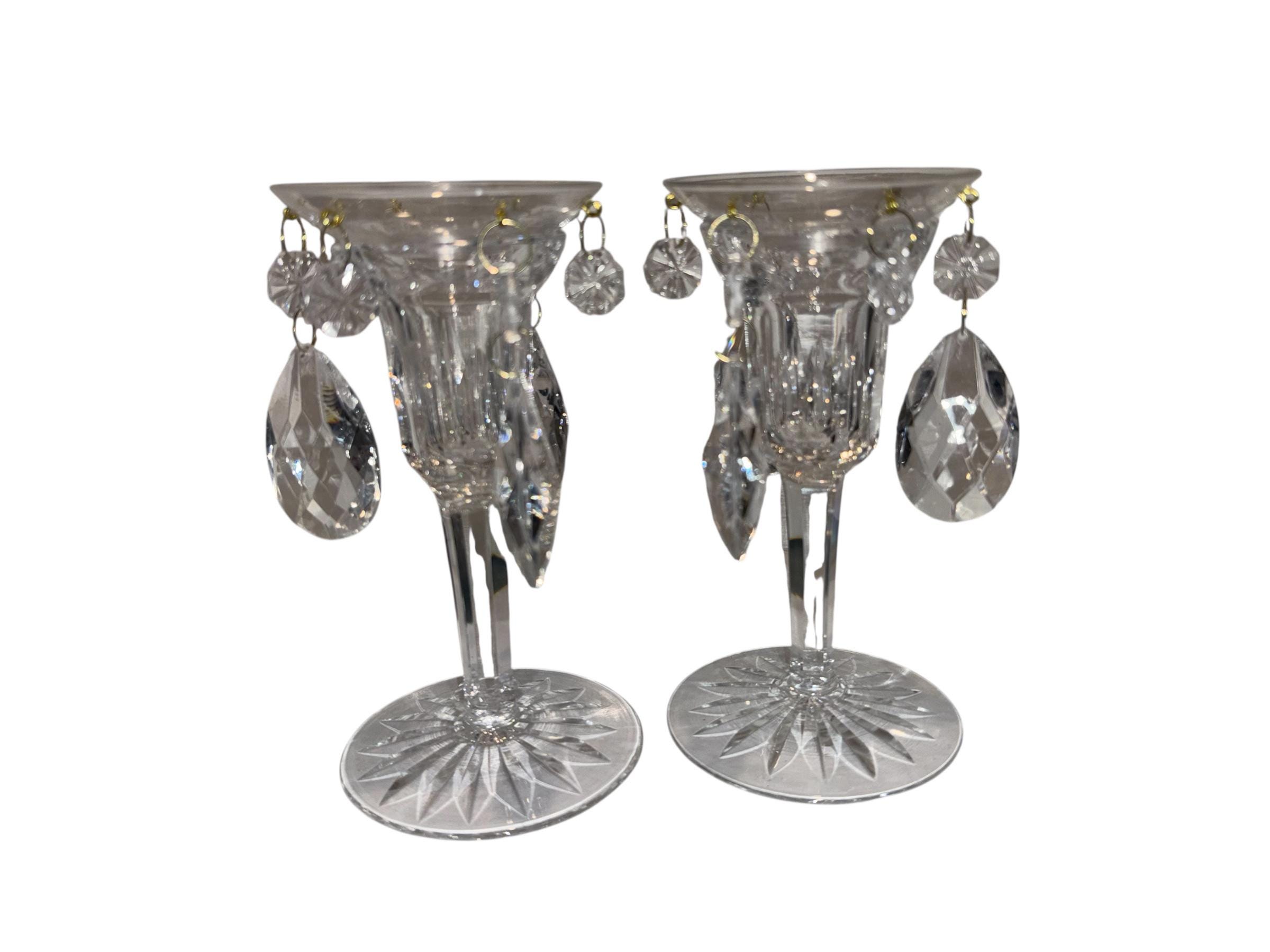 Asfour Crystal 4-Inch Cup & Bobeche Set With 1.5-Inch Teardrop – Clear With Chrome Pins, Art Deco Style