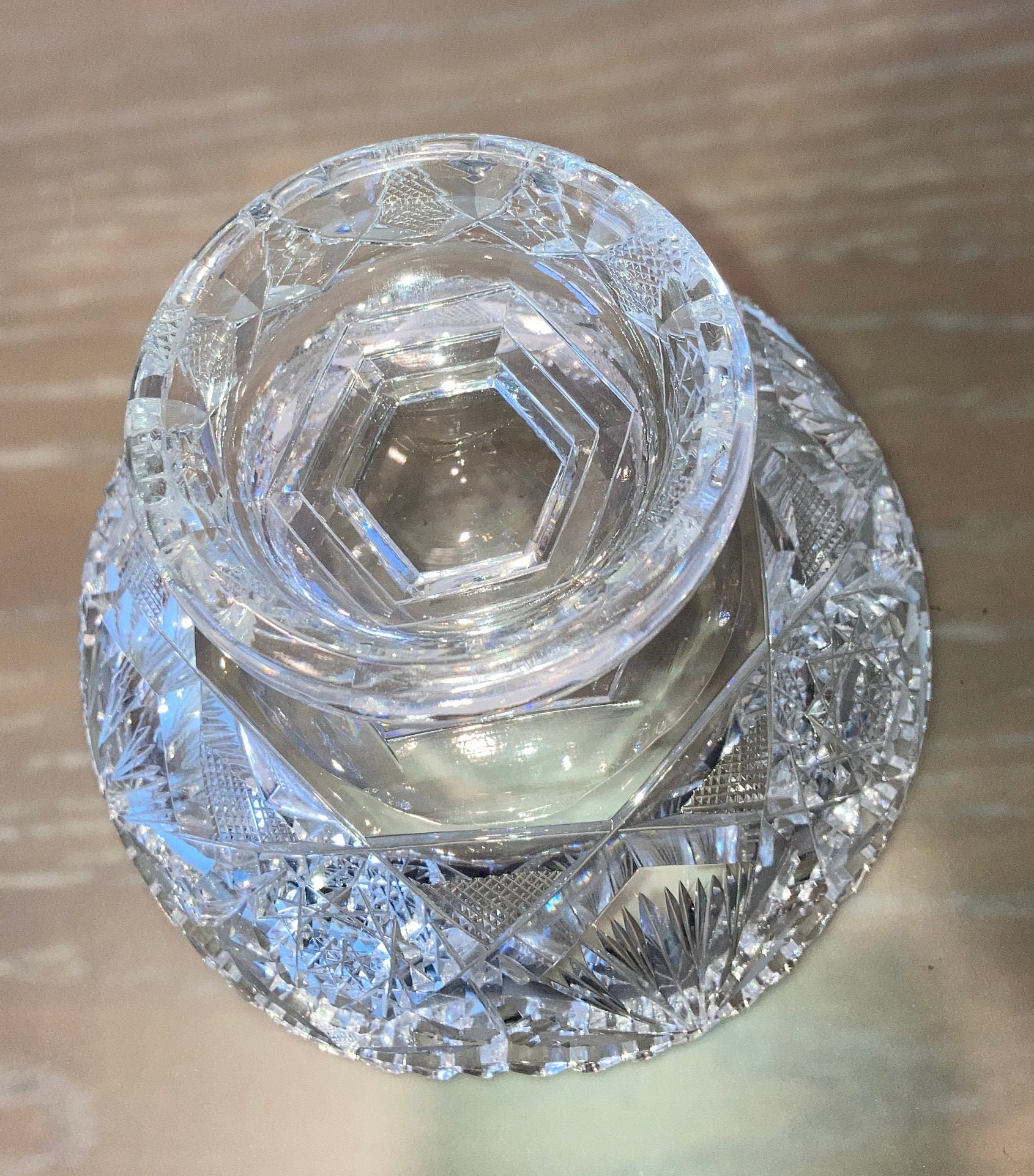 Antique American Brilliant 2 Piece Pedestal Bowl, Beryl ABP
