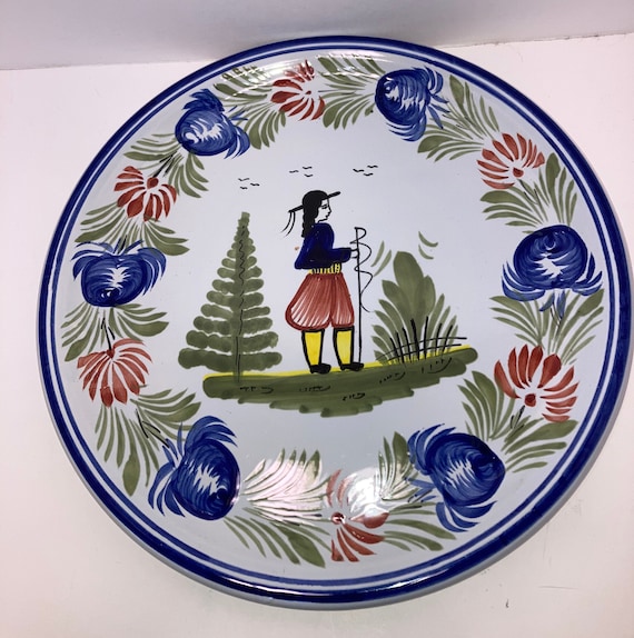 Assiette vintage Henriot Quimper Breton Man 11 Francais Quimper assiette 11 homme Breton Francais Quimper Breton Man grande assiette LIRE Etsy France