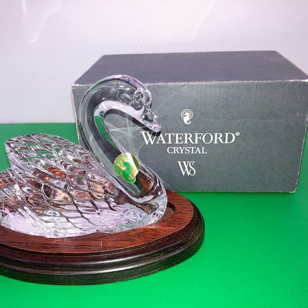 Waterford Society Swan Figure with Stand, Waterford 1996 Crystal Swan, Collectible Waterford Bird Figure, Waterford Legends Lore Swan,in Box