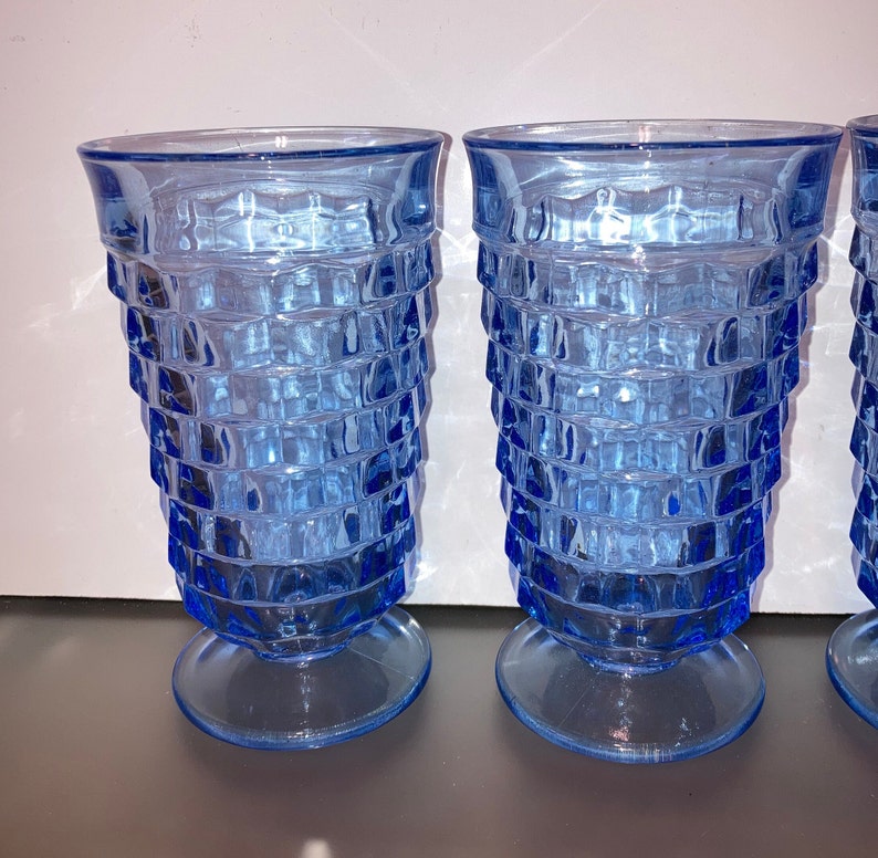 4 Vintage Indiana Whitehall Glasses Whitehall Colony Cubist Etsy