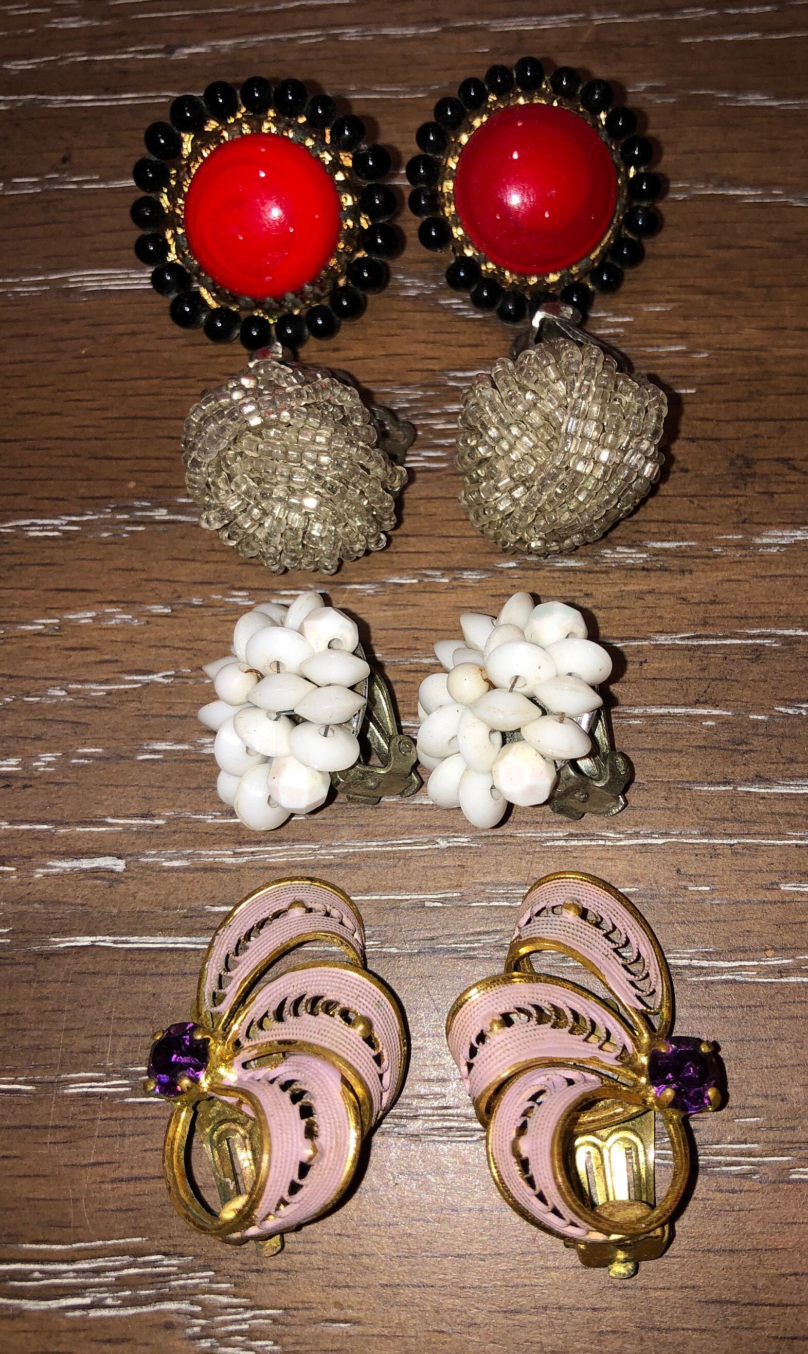 4 Pair of Vintage Clip on Earrings Beaded Knot Earrings Etsy UK
