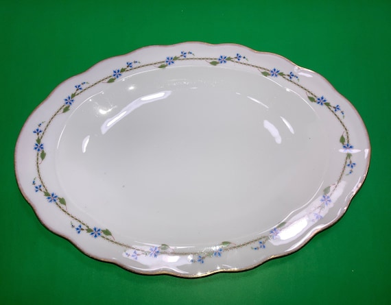 Antique Limoges Cornflower Large Platter, Haviland Limoges Blue