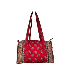 Vera Bradley Quilted Duffle Bag, Vera Bradley Red Quilted Travel Bag, 14&quot; Wide x 22&quot; x 9&quot; Deep, Vera Bradley Red Duffle Tote, Cottage Core