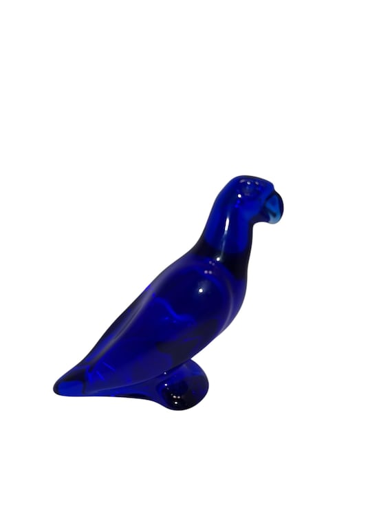 Vintage Baccarat Cobalt Parrot Figure, Baccarat Lead Crystal