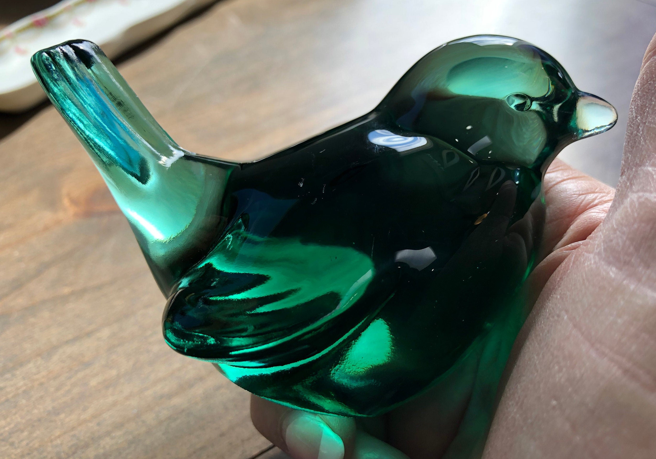 Fenton Green Bird Figure Vintage Signed Fenton Glass Bird Etsy