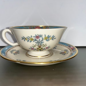 Lenox Blue Tree Cup and Saucer, USA Lenox Tea Cup with Saucer, Lenox Blue Tree Tea Cup, Lenox Blue Tree Coffee Cup, Mint