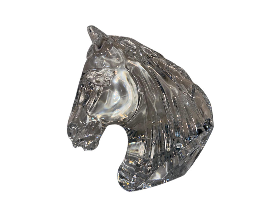Waterford Crystal Horse Head, Waterford Horse Sculpture, Waterford