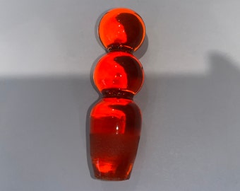Vintage Orange Cruet Stopper, Vintage Orange Glass Oil Bottle Stopper, Orange Perfume Bottle Stopper, Orange 3" Ball Stopper