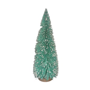 Green Bottle Brush Tree, Mint Green Flocked Bottle Brush Tree, 9 1/2&quot; Flocked Mint Christmas Bottle Brush Tree Iridescent Glitter, See PHOTO