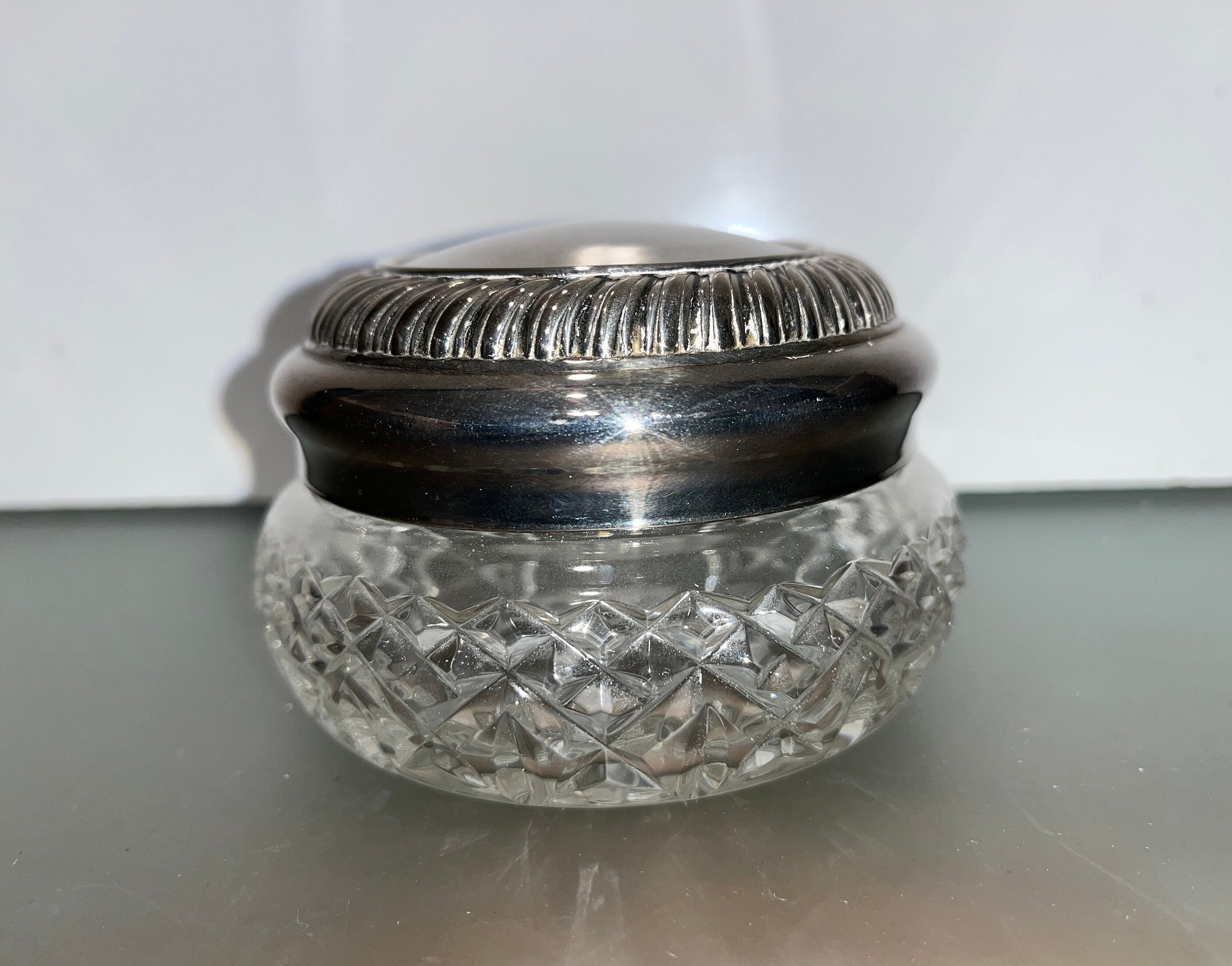 Waterford Lismore Crystal Vanity Jar, Vintage Waterford Silver Lidded ...