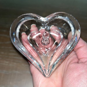 Vintage Heart Ring Dish, Heart Ring Holder, Clear Glass Heart Ring Holder, Bridal Gifts for Her, Glass Ring Dish, Heart Ring Dish, Mint