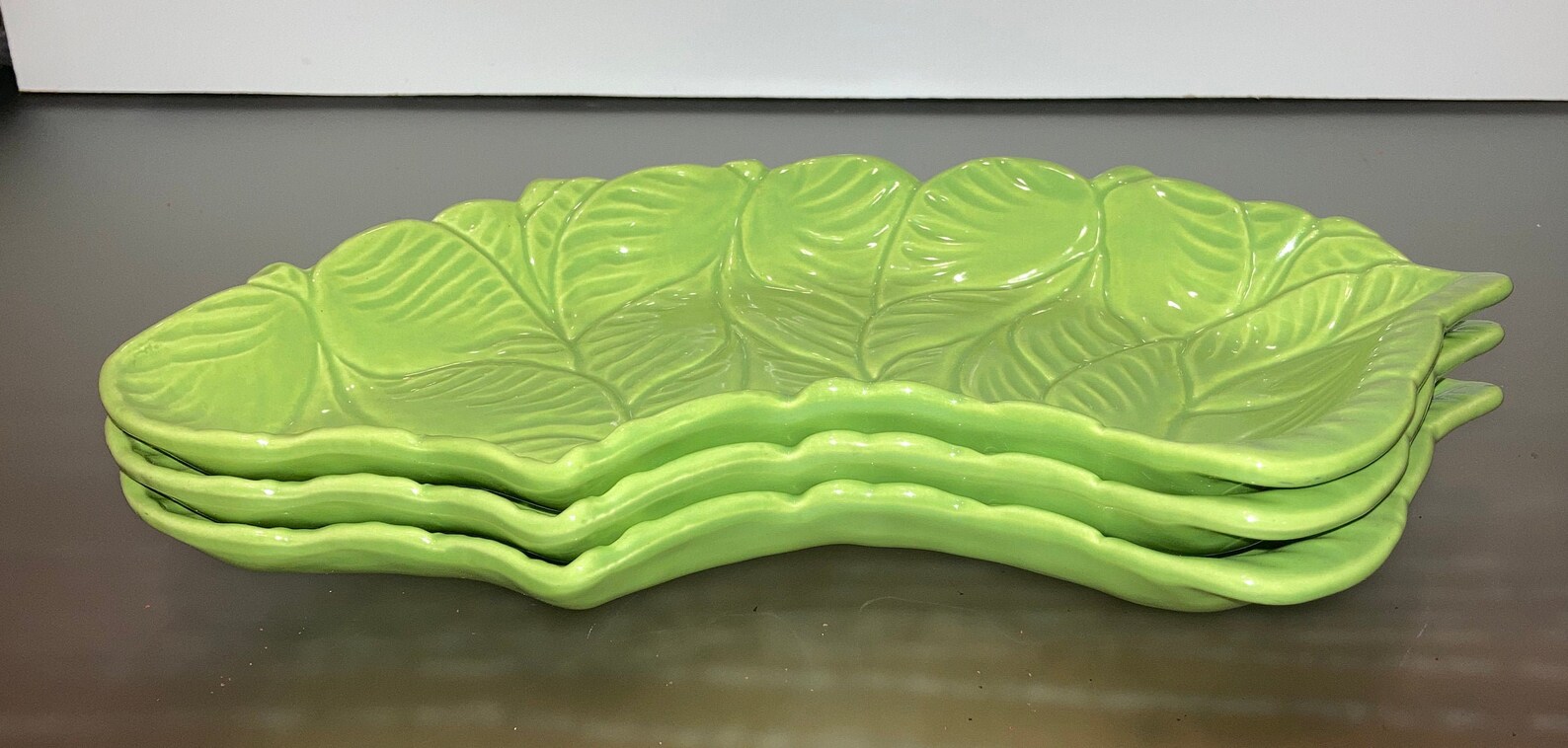 3 Vintage California Original USA Leaf Dishes Green Leaf Etsy