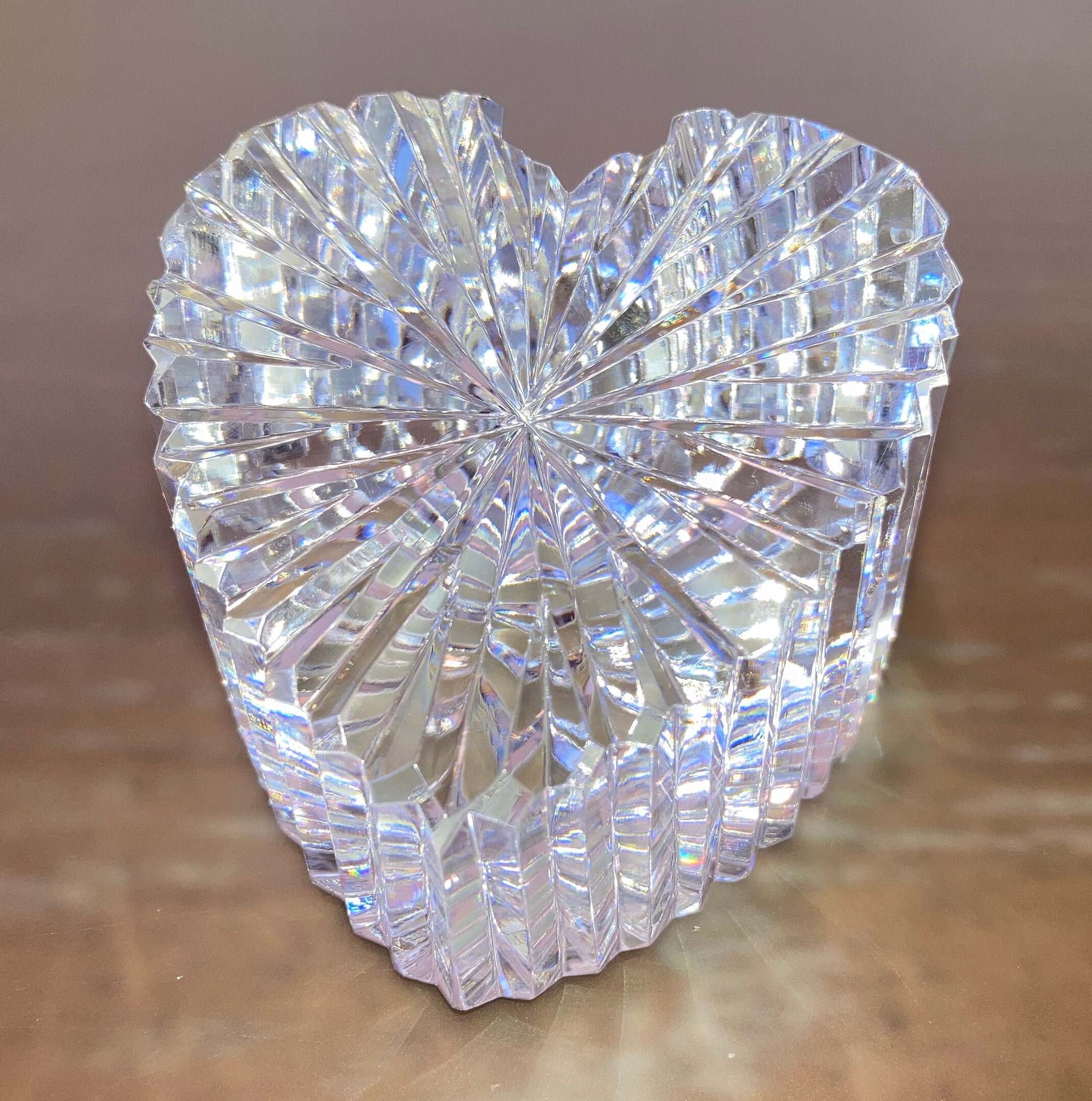 Crystal Graduated Heart, Vintage Heart Paperweight, Fluted Heart ...