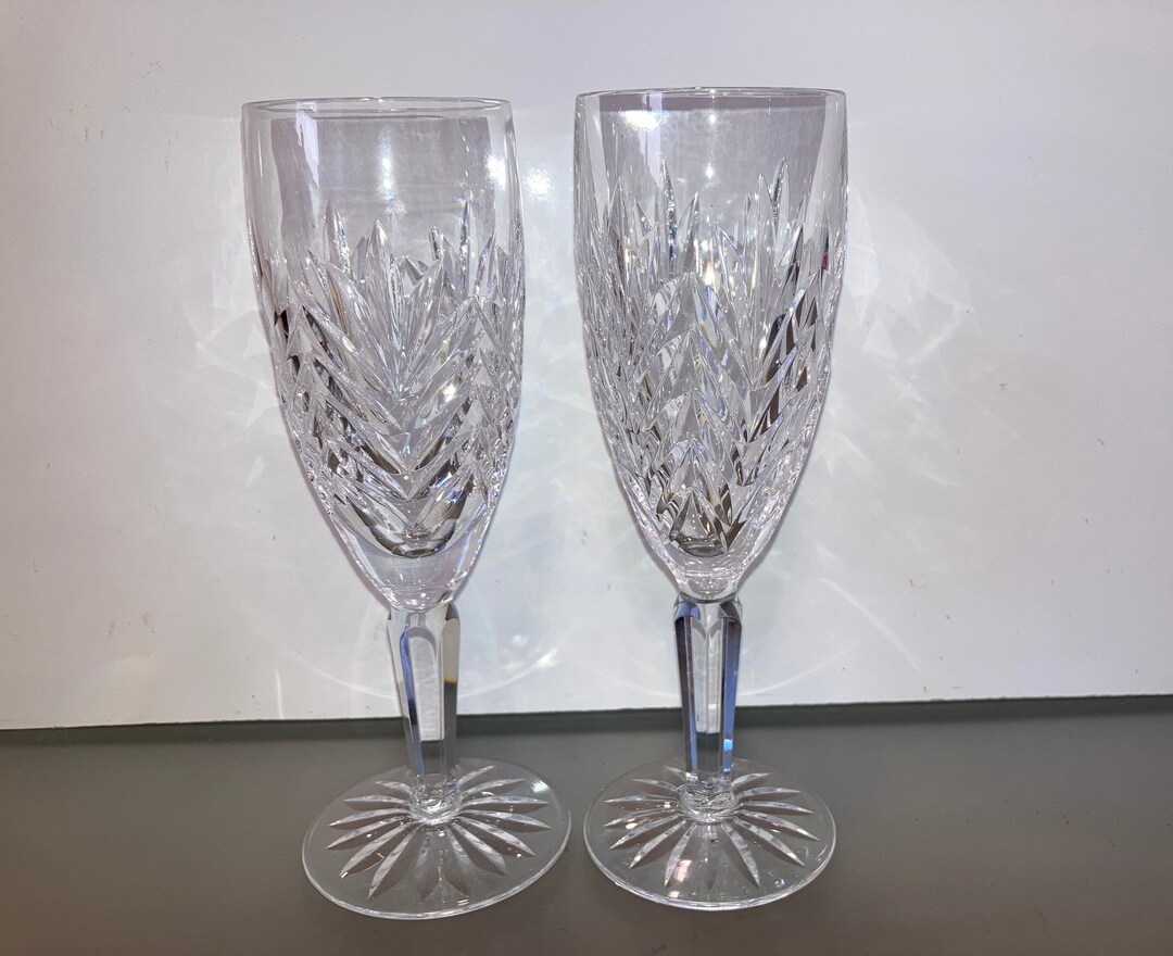 2 Vintage Waterford Chevron Tall Iced Tea Glasses, Waterford Ice Tea