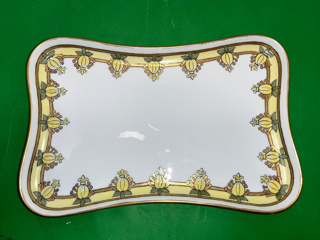 Vintage Porcelain Vanity Tray Vintage Yellow Gold Pineapple Etsy