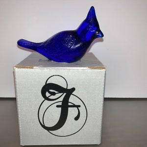 Fenton Cobalt Blue Jay Bird, Vintage Signed Fenton Glass Cardinal, Fenton Bird Figures, Fenton Love bird, Fenton Blue Cardinal, in Box