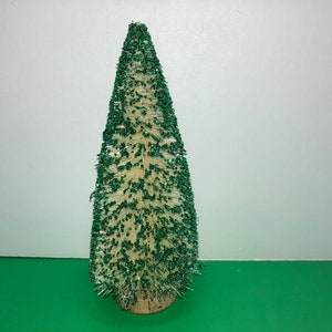Green Bottle Brush Tree, Natural Bottlebrush Green Glitter Tree, Vintage Green Glitter Christmas Bottle Brush 6&quot; Tree, Vintage Christmas