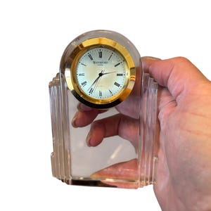 Waterford Metropolitan Clock, Waterford 4 1/2&quot; Clock, Signed Waterford Ireland Clock, Working Waterford Clock, Waterford Art Deco Clock,Good