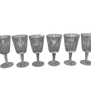 6 Waterford Lismore 7" Water Glass, Signed Waterford Water Goblet, Waterford Lismore Crystal Large Water Goblet, Lismore Stems, Mint