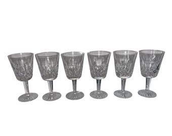 6 Waterford Lismore 7" Water Glass, Signed Waterford Water Goblet, Waterford Lismore Crystal Large Water Goblet, Lismore Stems, Mint