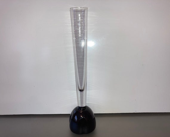 Controlled Bubble Ball Vase, Cognac Bubble Glass Bud Vase, 8" Tall Ball Vase, MCM Dark Cognac Controlled Bubble Bud Vase, Mid Century Vase