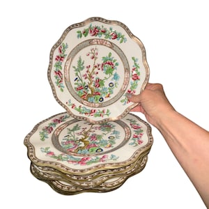 6 Vintage Coalport Indian Tree Dinner Plate, Coalport Indian Tree Scalloped Dinner Plate, Coalport England Indian Tree 10 1/2&quot;&quot; Plate, Mint