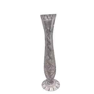 Vintage Crystal Zig Zag Bud Vase, Crystal Footed Bud Vase, 8&quot; Tall Crystal Bud Vase, Vintage Crystal Bud Vase, Notched Top and Bottom Vase