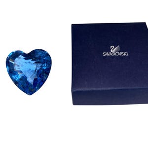 Swarovski Blue Heart, Swarovski Crystal Blue Heart, Swarovski Blue Heart in Box, Swarovski 1 1/2&quot; Heart, Swarovski Puffy Heart, In Gift Box