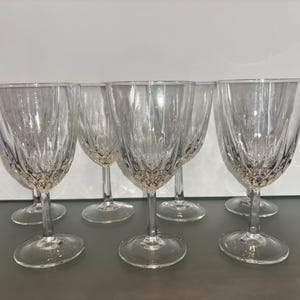 7 Vintage Luminarc Flameco Wine Stems, Vintage 6 1/2&quot; Stemmed Luminarc Glasses, 1980 Flamenco Wine Goblets, Mint