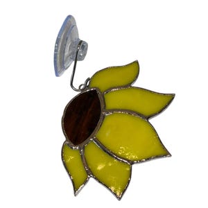 Studio Art Stained Glass Flower, Glass Yellow Flower Sun Catcher, Handmade Yellow Flower SunCatcher, Window Hanger, Suction Cup