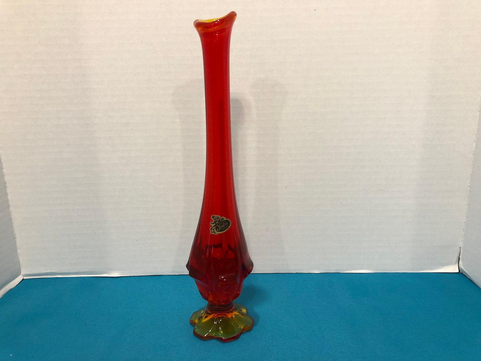 Fenton Orange Bud Vase Vintage Fenton Amberina Swung Bud Etsy