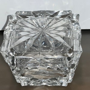 Vintage Cut Crystal Trinket Box, Vintage Square Cut Crystal Trinket Box, Heavy Cut Stars Trinket Box, Vintage Czech Square Trinket Box, Mint