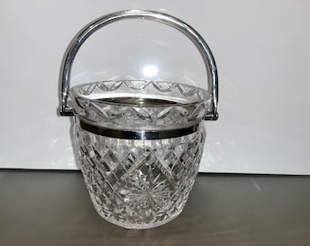 Vintage Waterford Eiskübel, Waterford Silber behandelt Eiskübel, Waterford Eiskübel mit Griff, Waterford Giftware 6 1/2 "Eiskübel