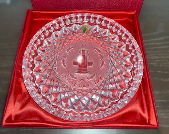 Vintage Waterford 1991 Christmas Plate 1991, Waterford 12 Days of Christmas Tray, Waterford Maids a Milking 8" Tray, New in Box