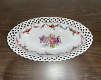 Schumann Reticulated Bavaria Serving Bowl, Schumann Dresden Flowers 11" Bowl, Schumamn Scalloped Gold Trim Vegetable Bowl, Mint