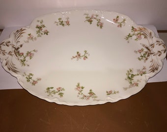 Antike Limoges Frontenac Ovale große Platte, Limoges Pink Roses Floral 16" Platte, handbemalte rosa Blumen Platte, Frontenac Platte