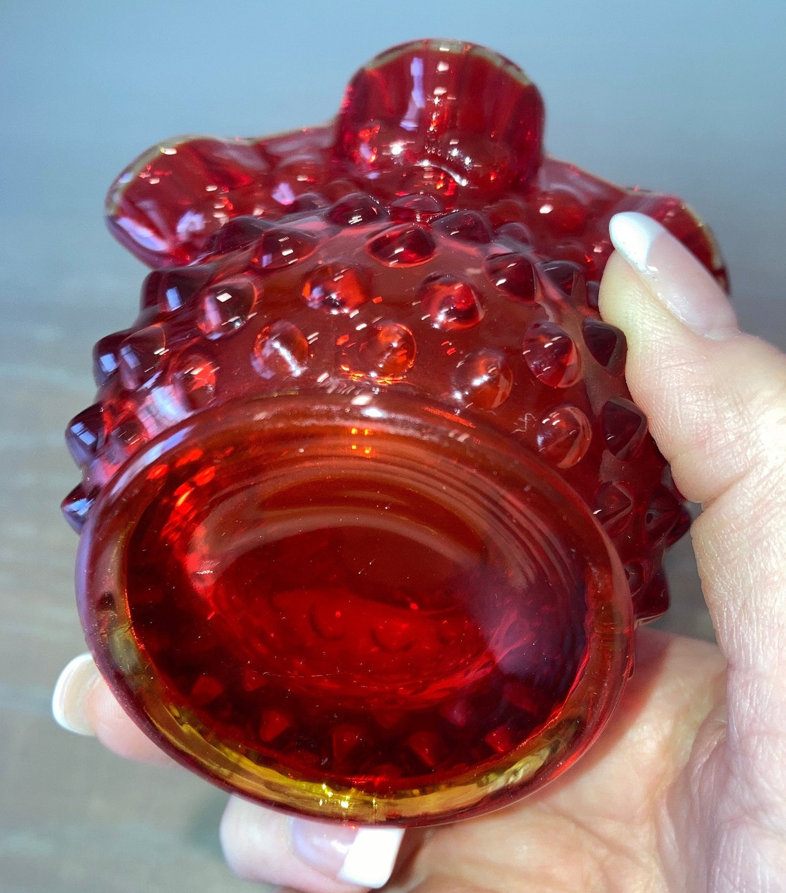 Fenton Orange Art Glass Hobnail Vase Vintage Fenton Orange Etsy