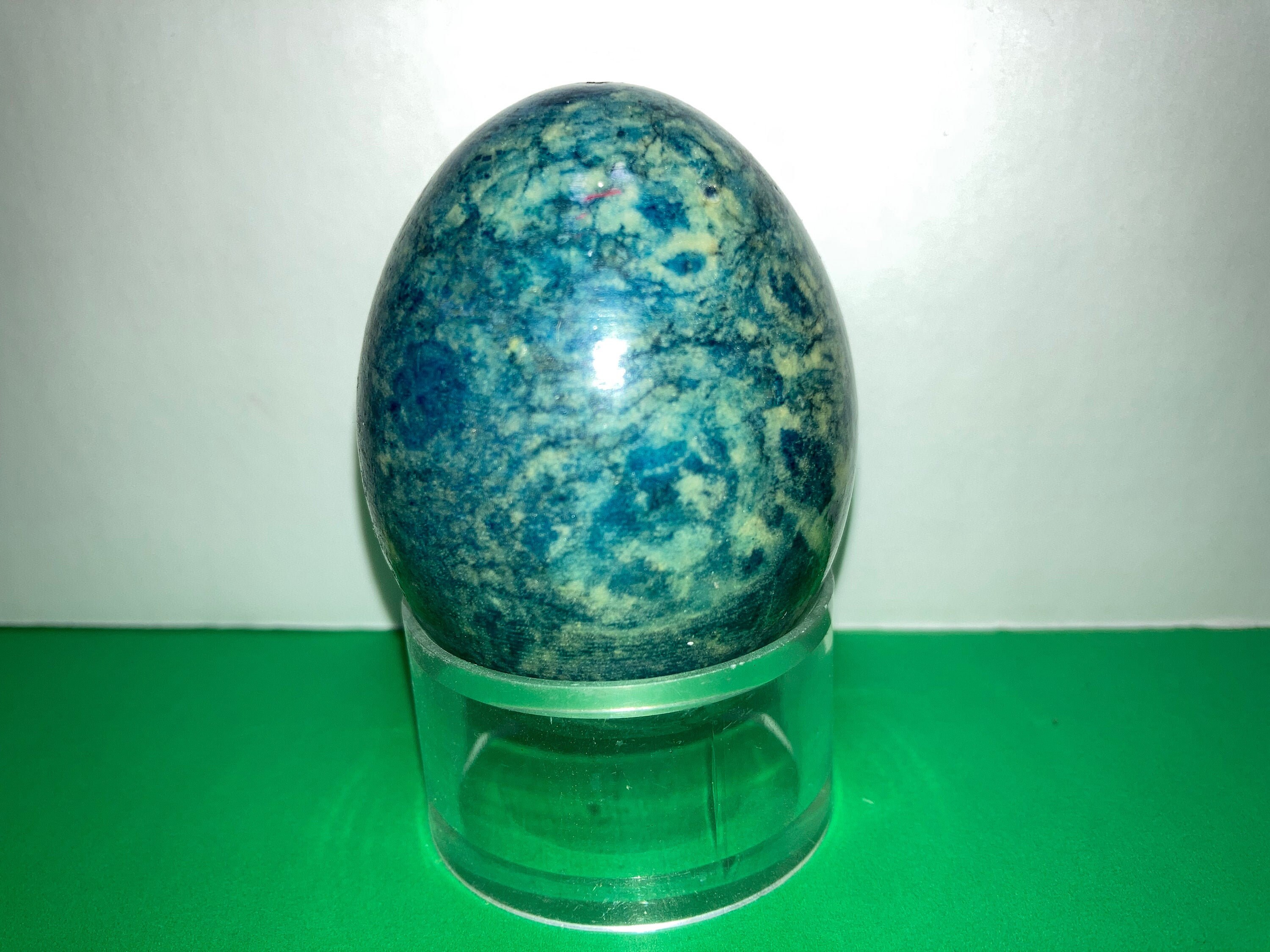Vintage Blue Alabaster Marble Egg Vintage Hand Cut Polished Etsy